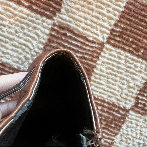 Y2K Guess Brown Leather Wood Zip Up Heeled Platform Ankle Boots Booties Fall - Picture 3 of 7